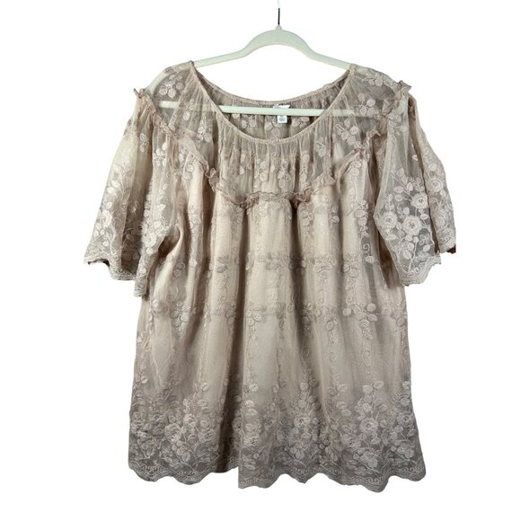 Cato Tops - Cato XL Women's Pink Floral Lace Off-Shoulder Blouse